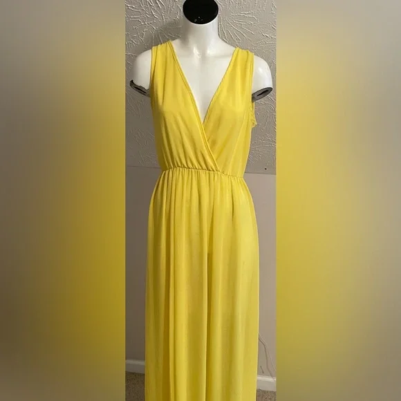 Yellow Semi Sheer Maxi Dress/ Cover Up | Color: Yellow | Size: S | Niveawhite's Closet